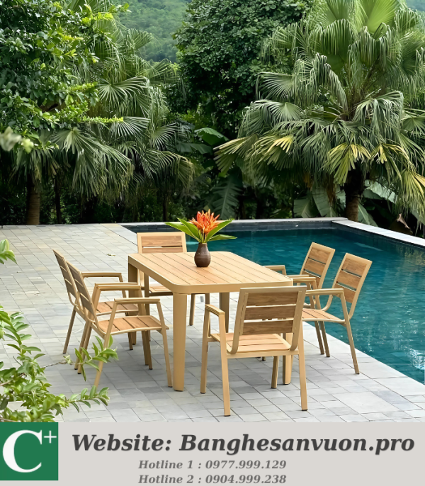 Bộ bàn ghế sân vườn Polywood SVAN-GMTBC-CNB