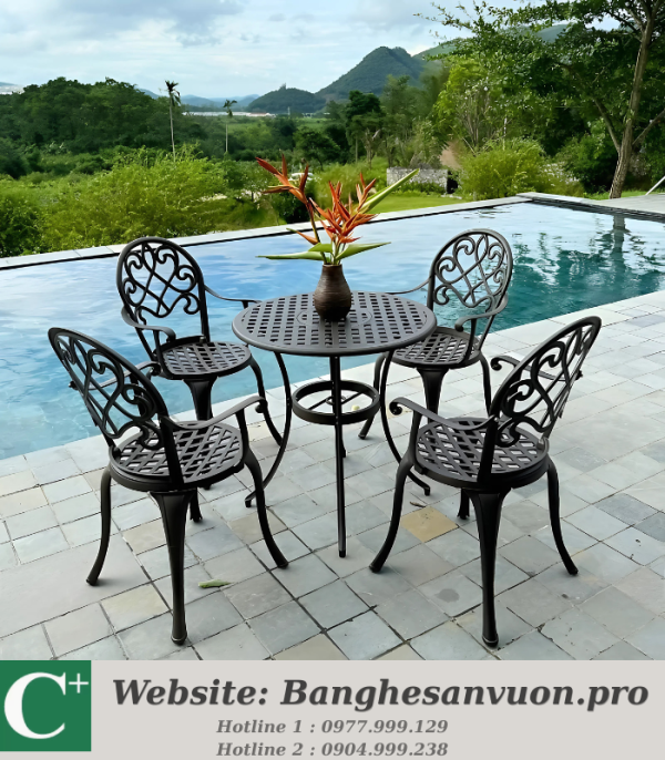 Bộ bàn ghế nhôm đúc SVAN-GMTBG-017C