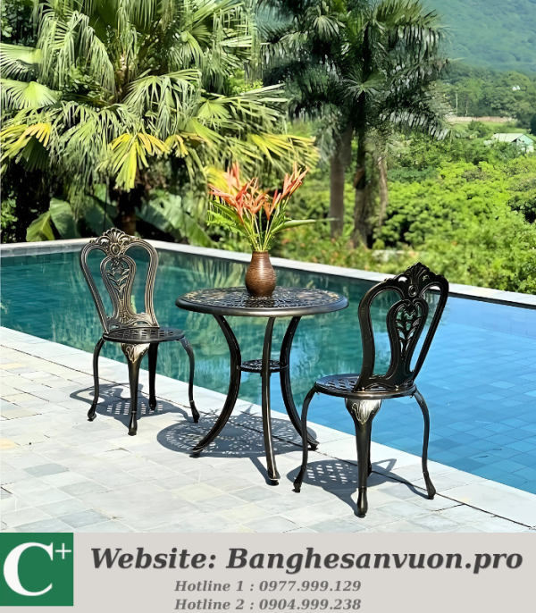 Bộ bàn ghế ban công nhôm đúc SVAN-GMTBG-02N