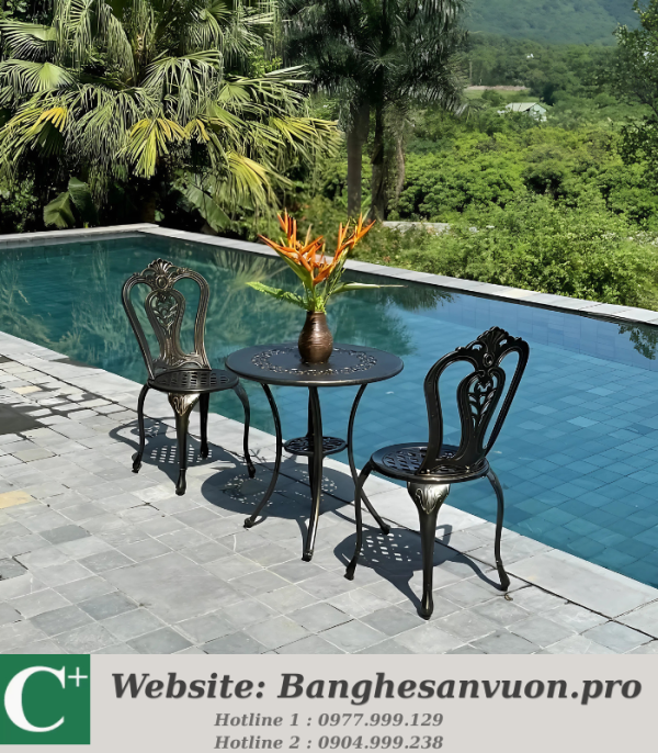 Bàn ghế ban công nhôm đúc SVAN-GMTBG02-D65N