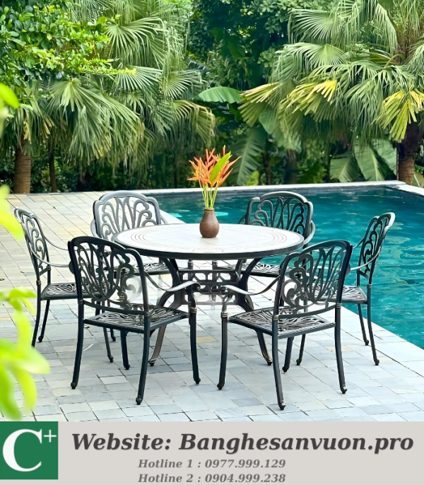 Bộ bàn ghế sân vườn SVAN-GMTBG03-D120M