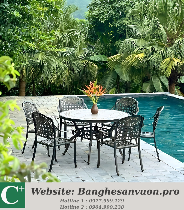 Bộ bàn ghế sân vườn SVAN-GMTBG04-D120M