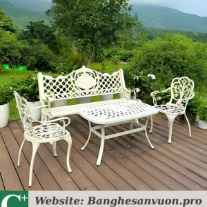 Bộ bàn ghế công viên nhôm đúc SVAN-GMTCV-06CN