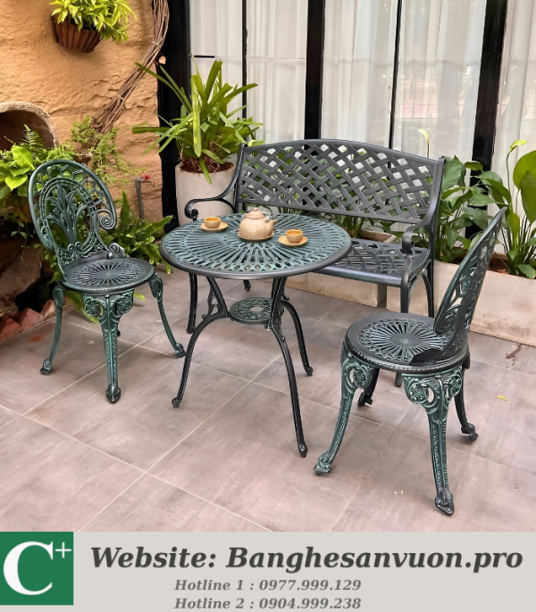 Bộ bàn ghế công viên nhôm đúc SVAN-GMTCV-09X