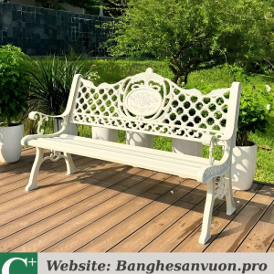 Ghế công viên nhôm đúc màu trắng SVAN-GMTGCV-06T
